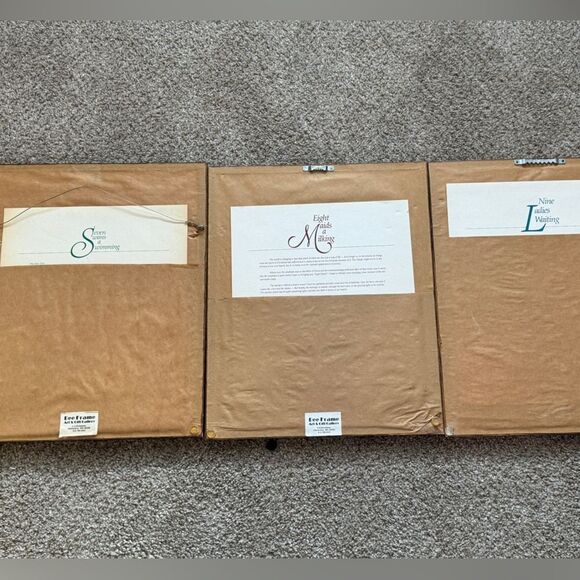 Rare Find Fernandez The 12 Days of Christmas Series Matted Framed Prints - Picture 7 of 13